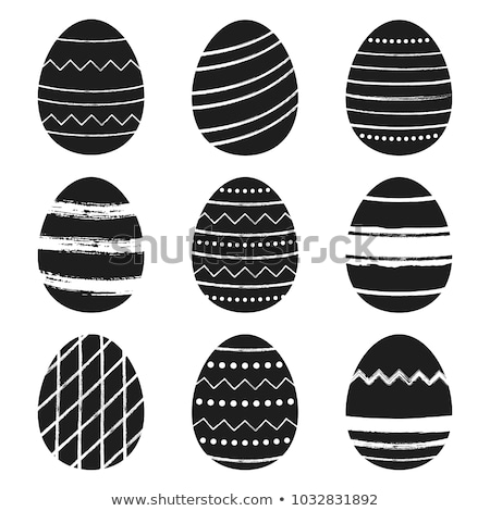 Stok fotoğraf: White Vector Easter Egg Silhouettes Brush Stroke