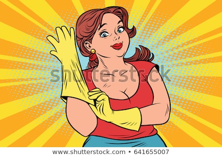 Cartoon Woman Cleaning Lady Stok fotoğraf © rogistok