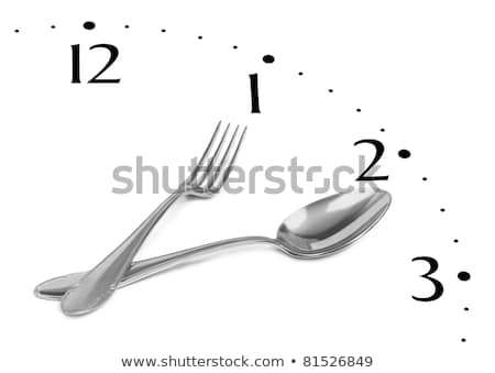 Stock fotó: Clock Made Of Spoon And Fork Isolated
