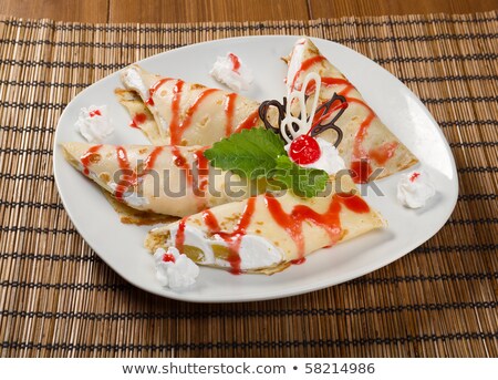 Dessert - Crêpes Avec Sauce Cerise [[stock_photo]] © Fanfo