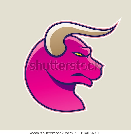 [[stock_photo]]: Magenta Cartoon Bull Icon Vector Illustration