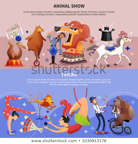 Stok fotoğraf: Circus Show With Cute Clown And Balloon Animals