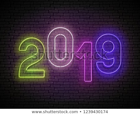 [[stock_photo]]: Vintage Glow Signboard With 2019 Inscription