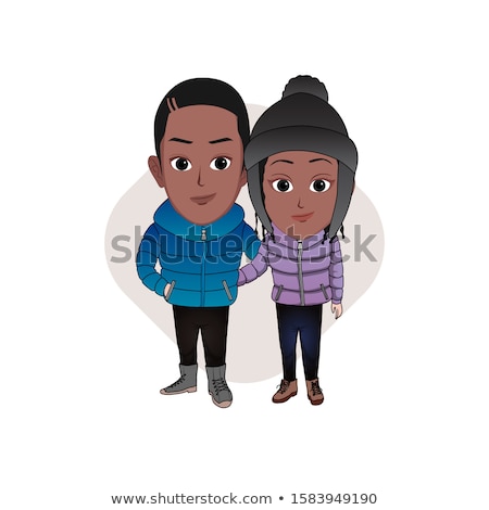 Stok fotoğraf: Couple Wearing Warm Clothes People Isolated Vector