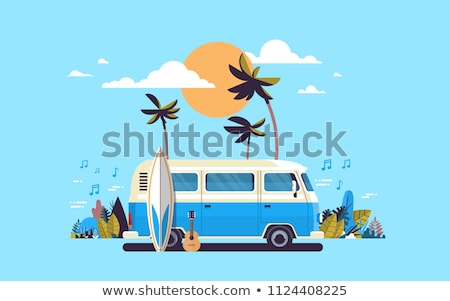 Stok fotoğraf: Summer Holidays And Tropical Vacation Poster Or Greeting Card Vector Illustration