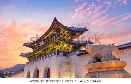 Stock photo: Woman Tourist In Korea Korean Palace Grounds In Seoul South Korea Travel To Korea Concept