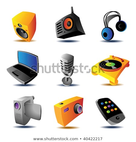 Speaker Phone Yellow Vector Icon Button [[stock_photo]] © ildogesto