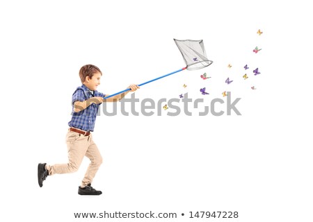Foto stock: Boy Net Insects