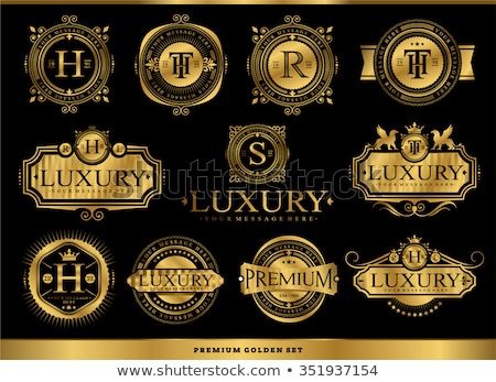 Stok fotoğraf: Exclusive Gold Label In Vintage Style - Vector Design