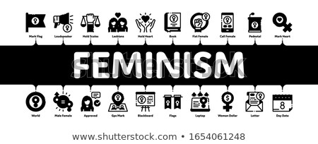 Foto d'archivio: Feminism Woman Power Minimal Infographic Banner Vector