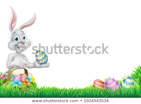 Stock fotó: Easter Bunny Holding Egg Happy Easter