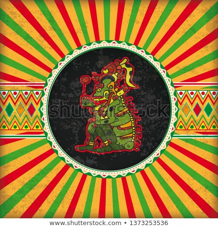 Foto stock: Vintage Mexican Ornaments Hole Mayan God Ah Puch