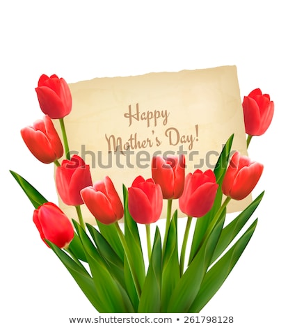 Happy Easter Note In Tulips Bouquet Illustration Stock fotó © allegro