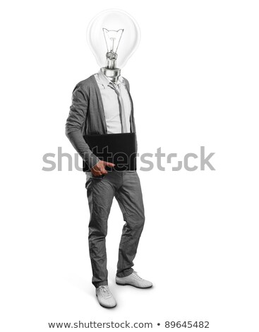 Stockfoto: Lamp Head Man With Laptop