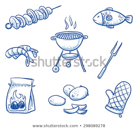 [[stock_photo]]: Stick Figure Grilling A Fish