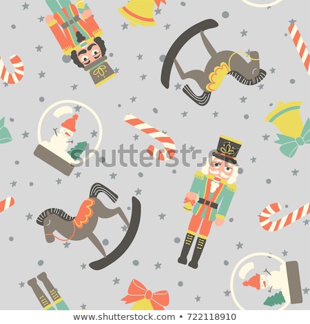 Stok fotoğraf: Christmas Seamless Pattern With Christmas Globes Candy Canes