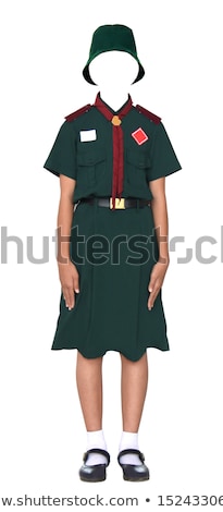 Foto stock: Girl In Scout Uniform On White Background