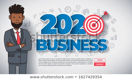 Foto stock: Creative Business Thinking Within 2020 Year Funny Afroamerican Cartoon Guy