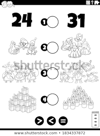 Stock photo: Greater Less Or Equal Task Coloring Book Page