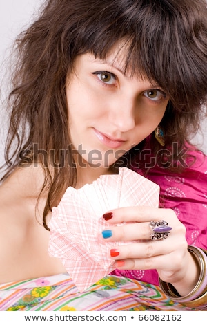 Foto stock: Soothsayer With Scrying Cards