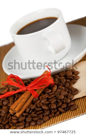 Stock fotó: Coffee Cup And Crops On Bamboo Coaster