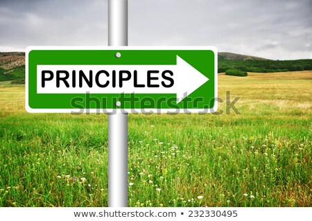 Foto d'archivio: Principles On Green Direction Arrow Sign