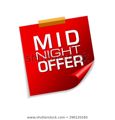 Foto stock: Midnight Offer Red Sticky Notes Vector Icon Design