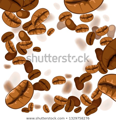 Сток-фото: Vector Cup Of Black Coffee And Scattered Coffee Beans