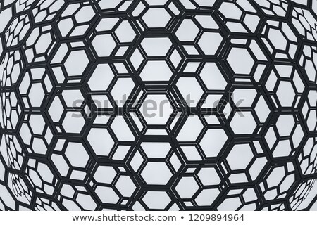 Stok fotoğraf: 3d Black Sphere Over Dark Honeycomb Background