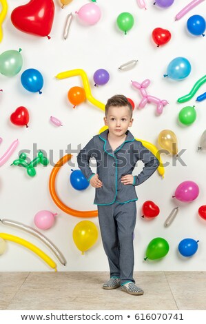 Zdjęcia stock: Boy In Blue Pajamas