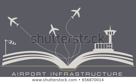 Foto stock: Airport Infrastructure From Open Book