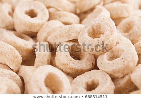 Foto stock: Beige Rings Corn Flakes Closeup Background Cereals Texture