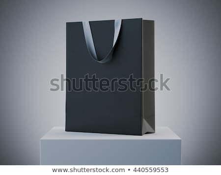 Zdjęcia stock: Black Shopping Bag On White Podium 3d Rendering