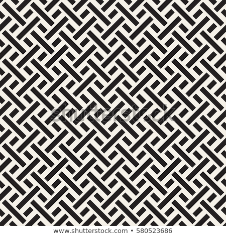 Foto stock: Trendy Monochrome Twill Weave Lattice Abstract Geometric Background Design Vector Seamless Pattern