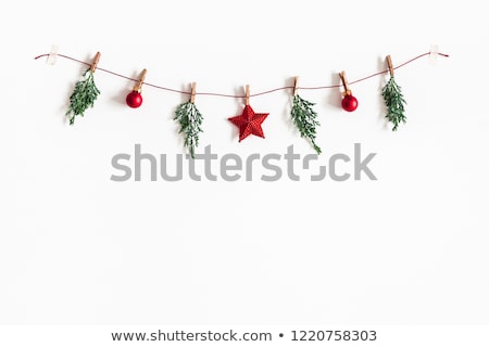 Stock foto: Christmas Garland On White