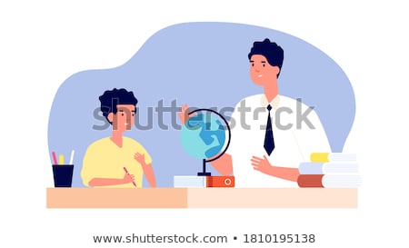 Stock fotó: Teacher And Pupils Geography Lesson Tutor Vector