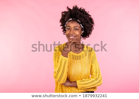 Isolated Shot Of Beautiful Brown Haired Woman Smiles Pleasantly Shows White Teeth Has Slim Body H Zdjęcia stock © Photoroyalty