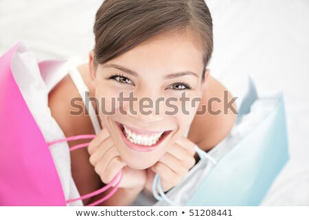 Closeup Of A Smiling Beautiful Young Woman With Shopping Bag Tal Stock fotó © Ariwasabi