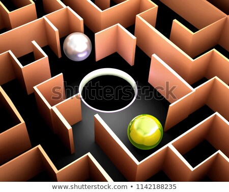 Сток-фото: Two Spheres In A Maze Conceptual Illustration