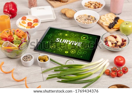 Foto stock: Healthy Tablet Pc Compostion Immune System Boost Concept