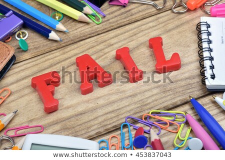 Foto d'archivio: Fail Word And Office Tools On Wooden Table