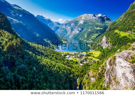 Foto stock: View Of Geiranger And Geirangerfjord
