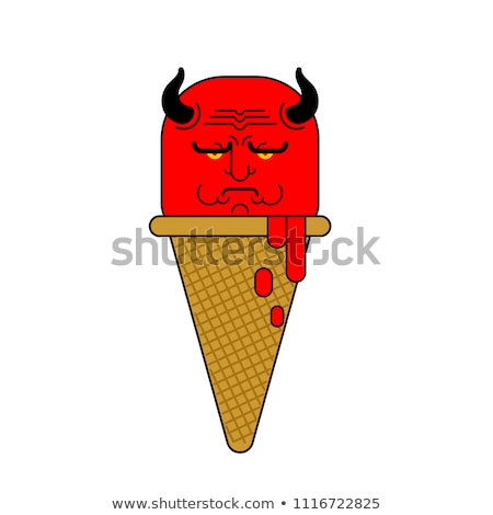 ストックフォト: Red Devil Ice Cream Angry Demon Icecream Vector Illustration