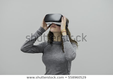 Zdjęcia stock: Close Up Of Woman In Virtual Reality Headset