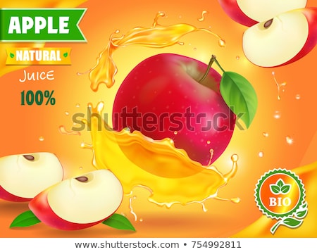 Foto d'archivio: Glass Of Fresh Organic Apple Juice With Red And Green Apples In Vintage Box On Wooden Background