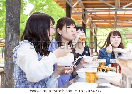 Сток-фото: Group Of Young People Enjoying Barbecue Party In The Nature