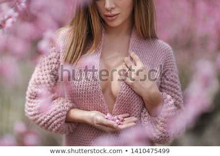 Stock fotó: Beautiful Girl In A Vintage Style In A Fabulous Purple Park
