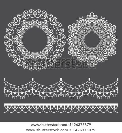 Foto d'archivio: Lace Vector Long Horizontal Pattern Set Design With Flowers And Swirls Detailed Lace Motif