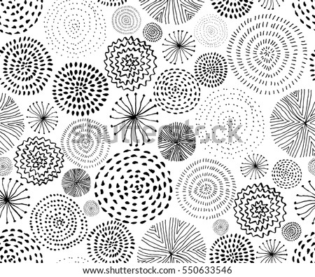 Foto stock: Monochrome Floral Background Hand Drawn Ornament With Flowers