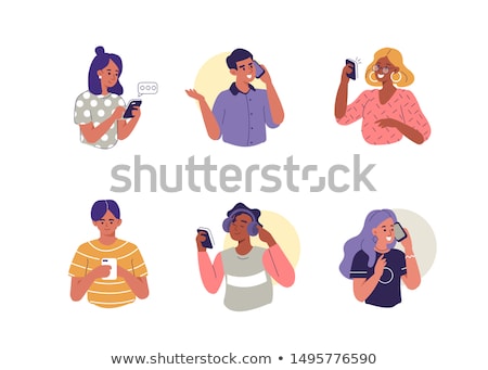 Сток-фото: Male And Female Chatting Icon Vector Illustration